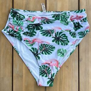 Cupshe High Waisted Floral Flamingo Bikini Bottoms